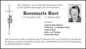 Traueranzeige Rosemarie Rust