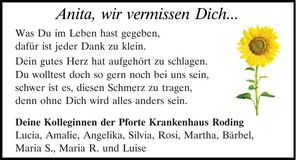 Traueranzeige Anita Lugauer