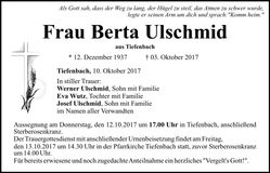 Traueranzeige Berta Ulschmid