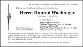 Traueranzeige Konrad Wachinger