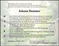 Traueranzeige Johann Dummer