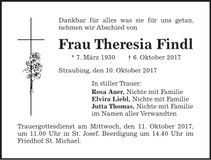 Traueranzeige Theresa Fiendl