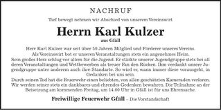 Traueranzeige Karl Kulzer