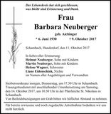 Traueranzeige Barbara Neuberger