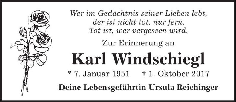Traueranzeige Karl Windschiegl
