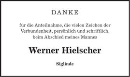 Traueranzeige Werner Hielscher