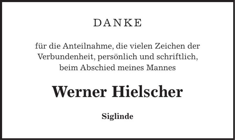 Traueranzeige Werner Hielscher
