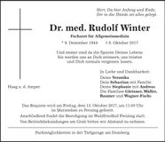 Traueranzeige Rudolf Winter