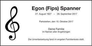 Traueranzeige Egon Spanner