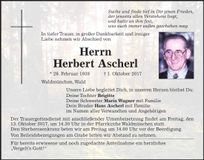 Traueranzeige Herbert Ascherl