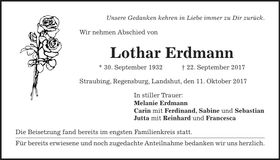 Traueranzeige Lothar Erdmann