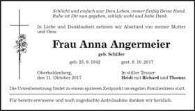 Traueranzeige Anna Angermeier