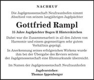 Traueranzeige Gottfried Rampl