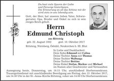 Traueranzeige Edmund Christoph