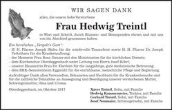 Traueranzeige Hedwig Treintl