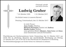 Traueranzeige Ludwig Gruber