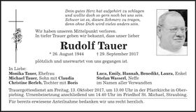 Traueranzeige Rudolf Tauer