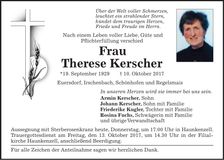 Traueranzeige Therese Kerscher