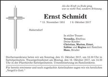 Traueranzeige Ernst Schmidt