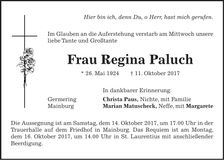 Traueranzeige Regina Paluch
