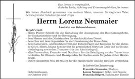 Traueranzeige Lorenz Neumaier
