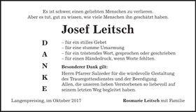 Traueranzeige Josef Leitsch