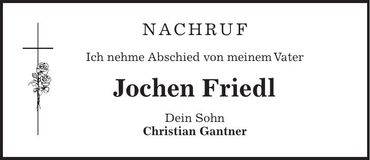 Traueranzeige Jochen Friedl