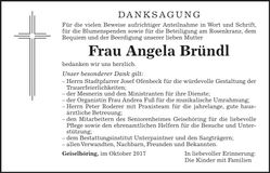 Traueranzeige Angela Bründl