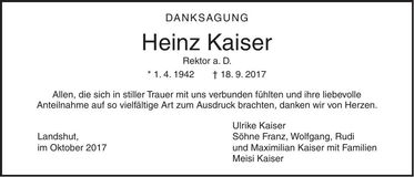 Traueranzeige Heinz Kaiser