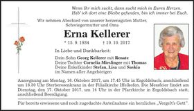 Traueranzeige Erna Kellerer