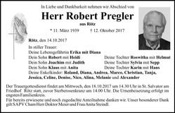 Traueranzeige Robert Pregler