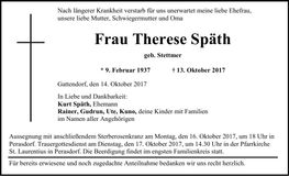 Traueranzeige Therese Späth