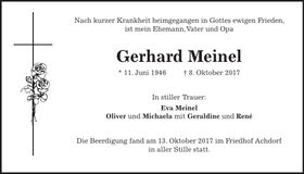Traueranzeige Gerhard Meinel