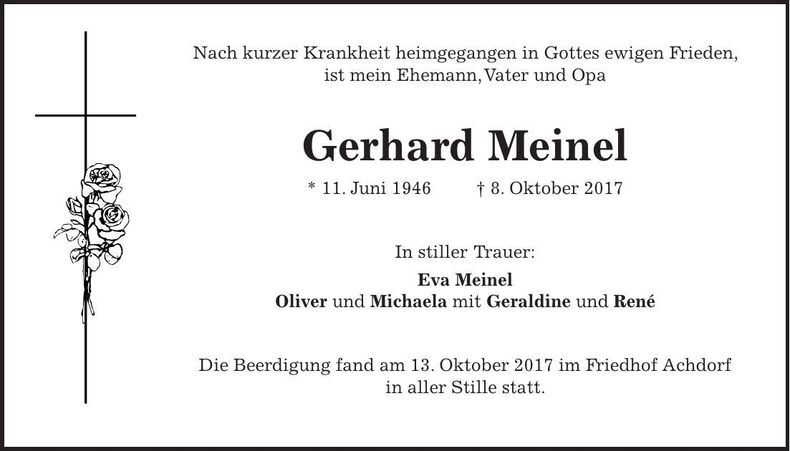 Traueranzeige Gerhard Meinel