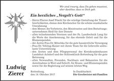 Traueranzeige Ludwig Zierer