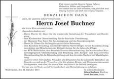 Traueranzeige Josef Buchner