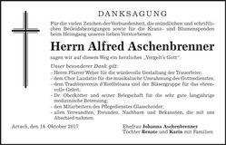 Traueranzeige Alfred Aschenbrenner