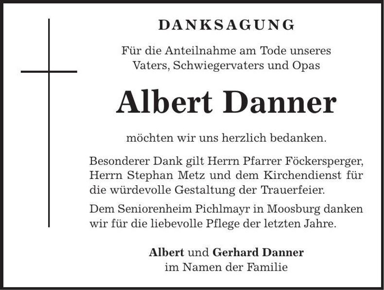 Traueranzeige Albert Danner