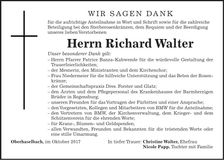 Traueranzeige Richard Walter