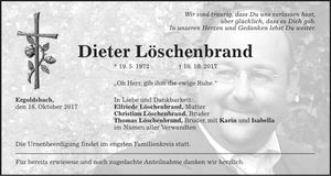 Traueranzeige Dieter Löschenbrand