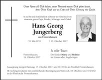 Traueranzeige Hans Georg Jungerberg