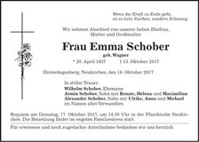 Traueranzeige Emma Schober