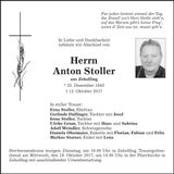 Traueranzeige Anton Stoller