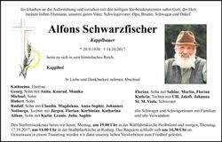 Traueranzeige Alfons Schwarzfischer