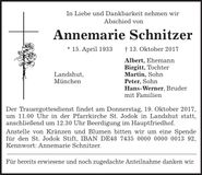 Traueranzeige Annemarie Schnitzer