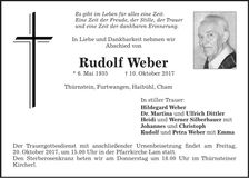 Traueranzeige Rudolf Weber