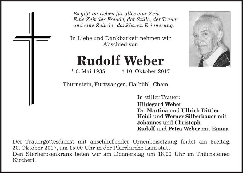 Traueranzeige Rudolf Weber