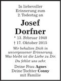 Traueranzeige Josef Dorfner
