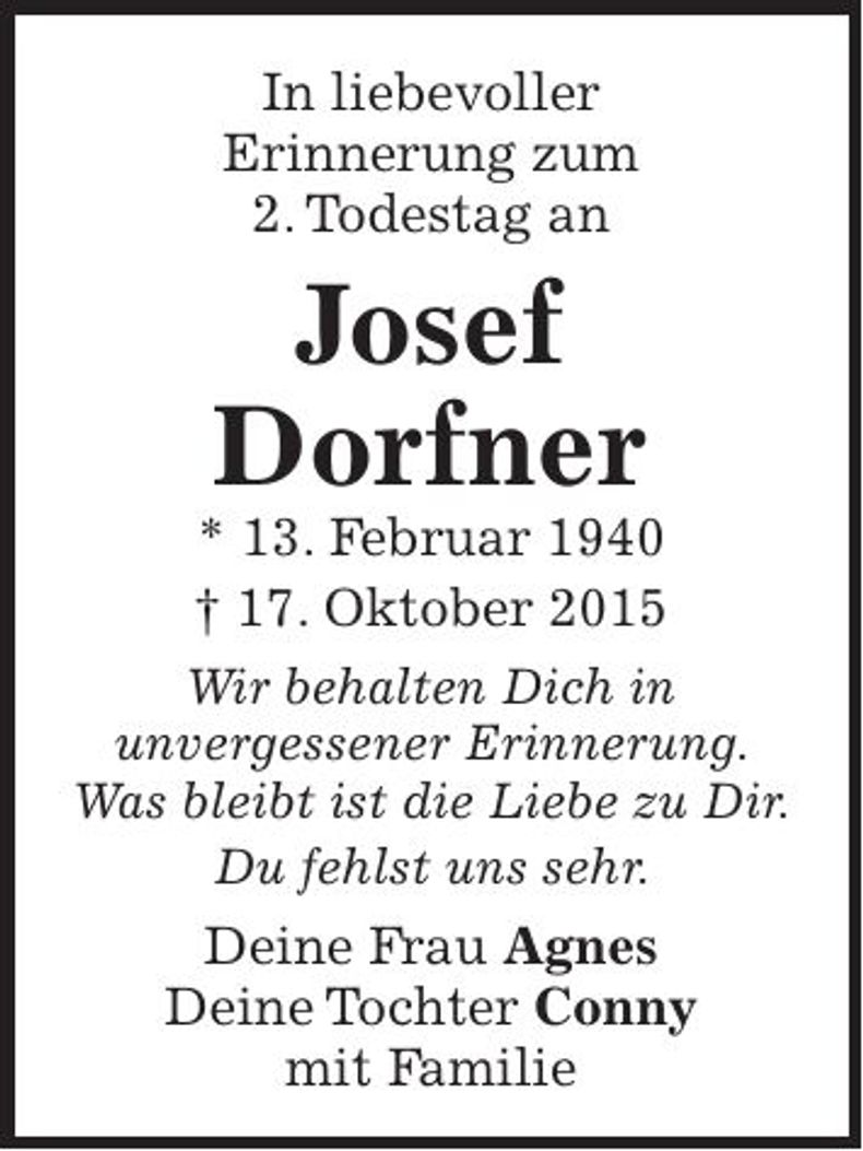 Traueranzeige Josef Dorfner