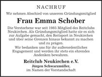 Traueranzeige Emma Schober